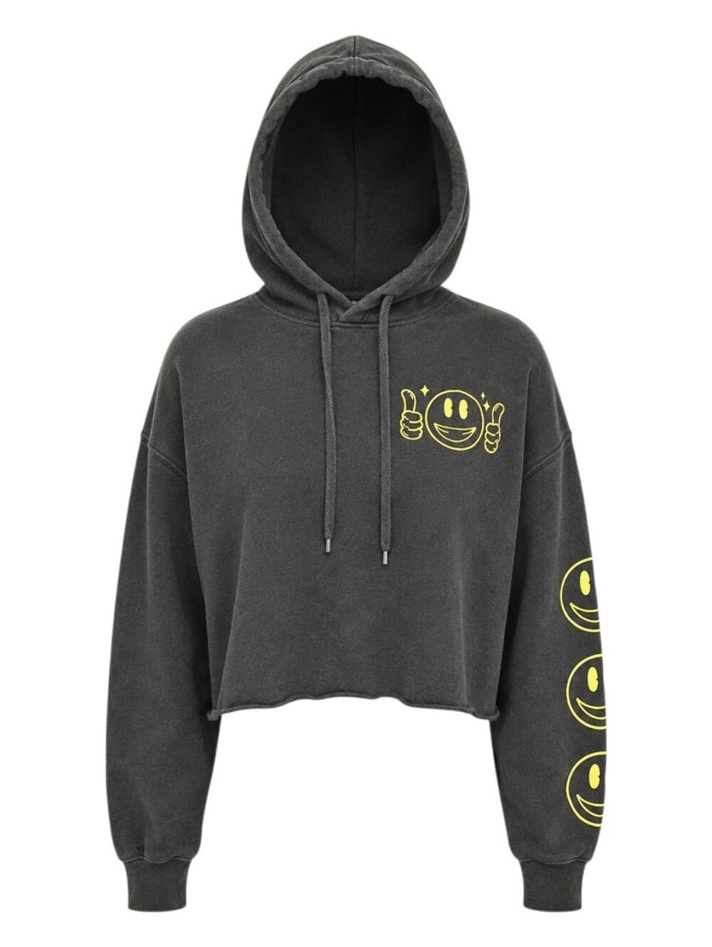 CHEMISTRY | Retro Cropped Graphic Hoodie Emoji Dopamine Streetwear Grunge | M